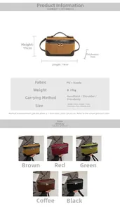 Tableau des tailles détaillé pour le sac en PU et daim avec dimensions 19x11x7cm
