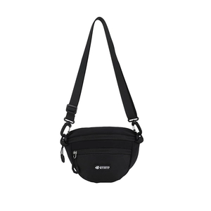 Sac bandoulière de sport en tissu oxford noir avec sangle réglable et fermeture éclair