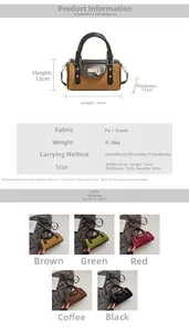 Detail showing dimensions of retro leopard Boston bucket bag with suede texture and metal heart