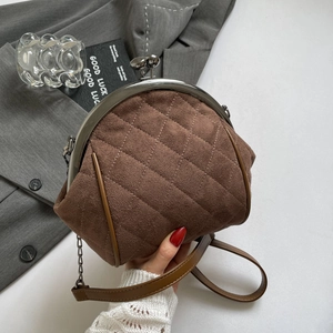 Borsa A Tracolla In Camoscio Trapuntato Per Donna Borsa A Spalla Vintage A Conchiglia Con Chiusura A Scatto E Catena