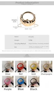 Size chart for mini candy color acrylic evening bag with 13x6x3 cm dimensions and strap