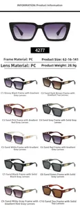 Detaillierte Größenangaben und 10 Farbvarianten für diese Cat-Eye-Quadrat-Sonnenbrille