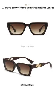 Detailansicht der Cat-Eye-Sonnenbrille mit goldener Rose und Perle an mattbraunem Gestell