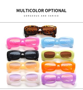 Multi-colored rectangular sunglasses with stylish woven texture temples in a 3x3 layout