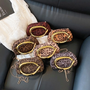 Sac À Bandoulière Léopard Pour Femme Poignée Anneau Métal Doré Pochette De Soirée Élégante Avec Chaîne En Métal