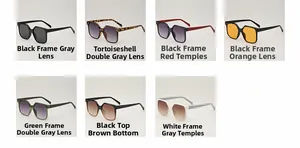 Collection of oversized square sunglasses in seven assorted frame colors and gradient lenses