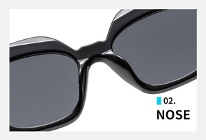 Detailed close-up of the comfortable ergonomic nose pads on stylish cat-eye sunglasses