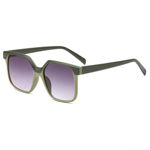 Retro oversized square sunglasses with olive green frames and purple gradient lenses