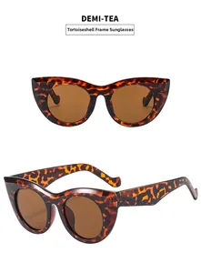 Detail of tea tortoise frame sunglasses with tea lenses showing side and front profiles