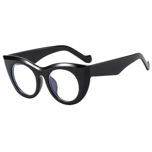Chic black cat eye oversized sunglasses with thick frames shown from a 45-degree angle