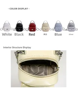 Quilted mini backpack multi-color options with interior lining structure detail view