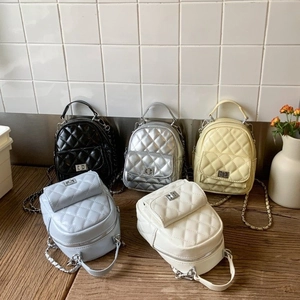 Mini Quilted Rhombus Backpack For Women Fashion PU Leather Small Travel Daypack With Metal Chain Strap And Top Handle