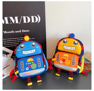 Détail de sacs à dos robots pour enfants avec engrenages décoratifs et poches en maille