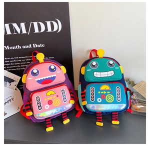 Détails de sacs à dos robot pour enfants avec motifs d'engrenages et cadrans colorés