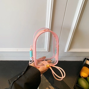 Mini Transparent PVC Crossbody Bag Doll Storage Ita Bag Candy Color Oval Jelly Bag For Women Girls