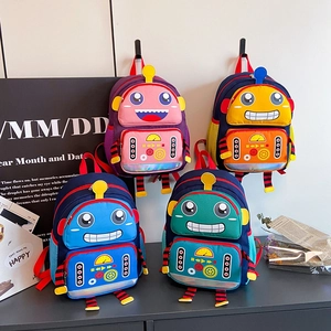 Sac À Dos Enfant Robot Dessin Animé Nylon Respirant Résistant À L'usure Cartable Pour Maternelle Garçons Filles Motif Cool