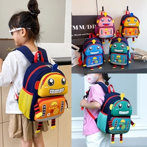 Sac à dos robot mignon pour enfants aux couleurs vives avec poches latérales