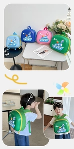 Detailed view of kids cartoon ship backpack with 3D EVA shell and breathable mesh straps