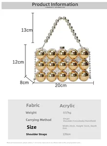 Size chart for acrylic chain box bag with 120cm strap, 20cm width and bead handle