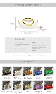 Close-up of elegant clutch featuring a prominent gold metal twisted ring handle detail