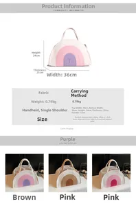 Detailed size specifications for a woven rainbow cotton rope diaper storage bag
