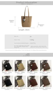 Detailed size chart for the PU leather bucket bag showing 30x30x10 cm dimensions