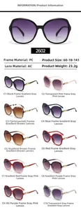 Detail specifications of oversized butterfly sunglasses with 10 color options