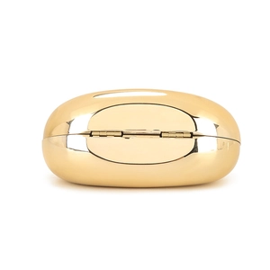 Chic mini acrylic crescent bag in polished gold finish with metallic chain strap