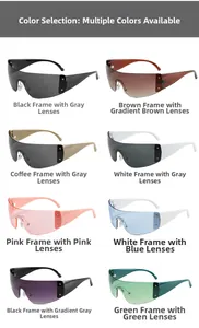Multiple color options for futuristic Y2K wrap-around oversized sunglasses for women