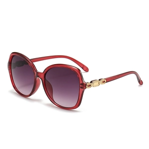 Fashion oversized square sunglasses for women with red frames and purple gradient lenses
