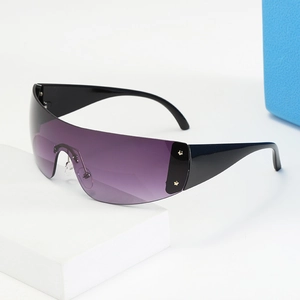 Oversized Visor Sunglasses Y2K Futuristic One Piece Shield Eyewear UV400 PC Lens Star Rivets For Women Men