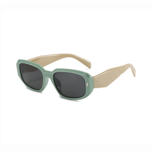 Morandi green kids sunglasses with beige temples and UV protection grey lenses