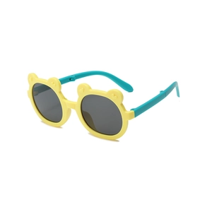 Lunettes de soleil pliables pour enfants oreilles d'ours jaune et bleu anti-UV