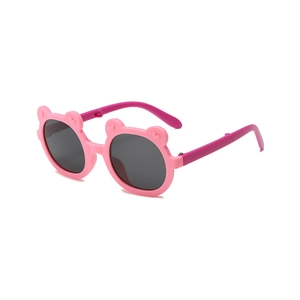 Lunettes de soleil pliantes ours rose pour enfants avec verres noirs et oreilles