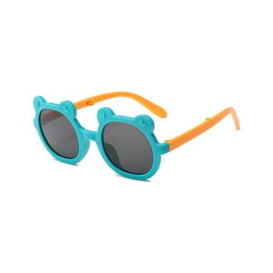 Lunettes de soleil pliables pour enfants avec oreilles d'ours et cadre bicolore