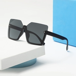 Oversized Square Sunglasses Rimless UV400 Protection PC AC Lens Hip Hop Future Style Men Women Streetwear Party Rivet Decor