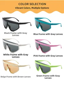 Detailed color selection of futuristic children's oversized wraparound sports sunglasses