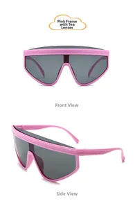 Pink frame kids sunglasses with brown lenses showing front and side profile views