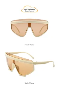 Beige vintage kids sunglasses with brown lenses showing front and side views