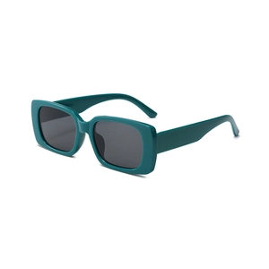 Retro rectangle dark green kids sunglasses with UV protection for outdoor style