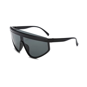 Classic black shield sunglasses for kids with wide lenses and protective UV filter