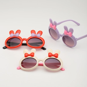 Kinder Sonnenbrille Hasenohren Schleife UV400 Schutz PC Rahmen AC Verlaufsgläser Modische Cartoon Brille Für Jungen Mädchen
