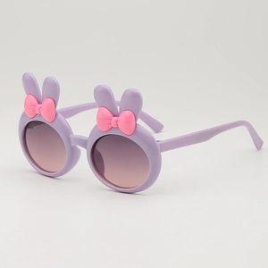 Süße Kinder Sonnenbrille mit lila Hasenohren Rahmen und rosa Schleifen für Mädchen
