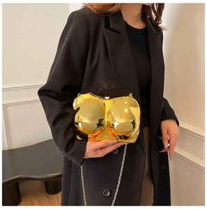 Artistic gold female bust-shaped hard case handbag with detachable chain strap