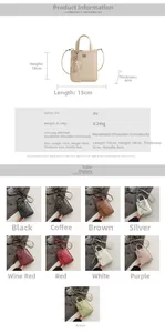 Detailed size guide and color options for the minimalist PU leather crossbody bag
