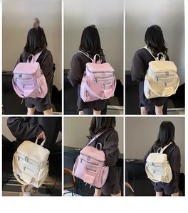 Detailed views of stylish large capacity backpacks shown from multiple back angles