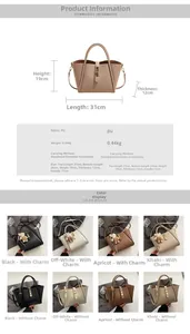 Dettagli della borsa tote in pelle PU con chiusura girevole in metallo e dimensioni