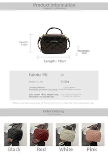 Détails des mini sacs carrés en cuir PU matelassé en quatre couleurs avec chaîne dorée