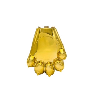 Elegante borsa a mano a zampa d'orso dorata con tracolla a catena e tappo a vite