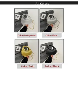 Detailed comparison of pleated handbag colors in transparent, silver, gold, and black finishes